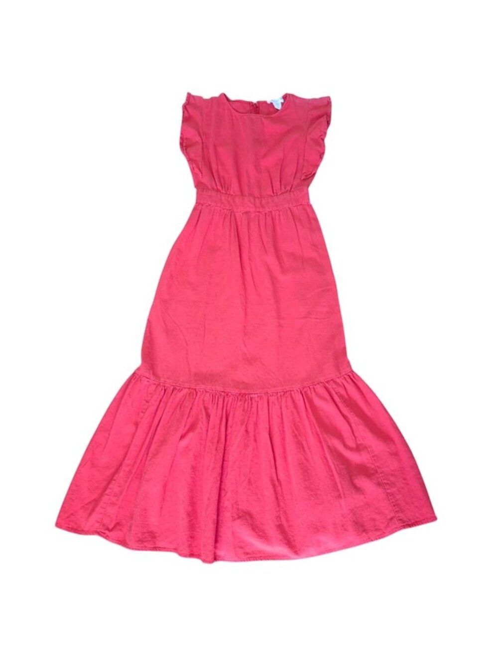 Cynthia Rowley Red Linen Viscose Tiered Maxi Dress Ruffled Sleeveless XS